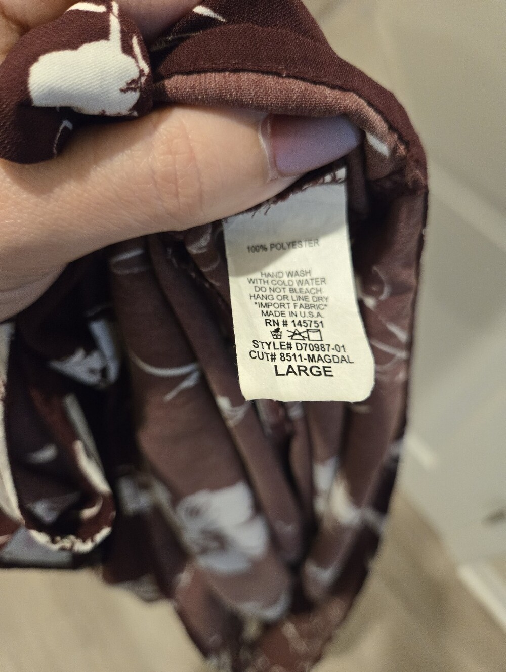 Peach Love Burgundy Floral Shift Dress, Size Large - Picture 5 of 10